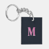 Deep navy roze monogrammed sleutelhanger (Voorkant Links)