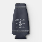 Deep Navy Rustic Anchor Personalized Boat Name Flesjeskoeler (Voorkant)