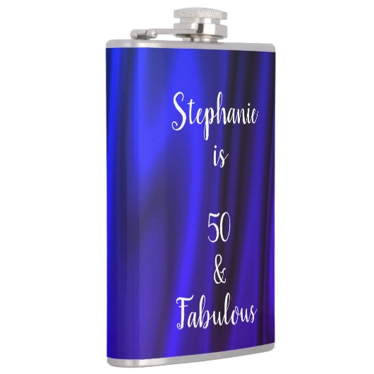 Deep Neon Blue Silky Satin Shiny 50 & Fabulous Heupfles (Rechts)