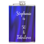 Deep Neon Blue Silky Satin Shiny 50 & Fabulous Heupfles (Voorkant)