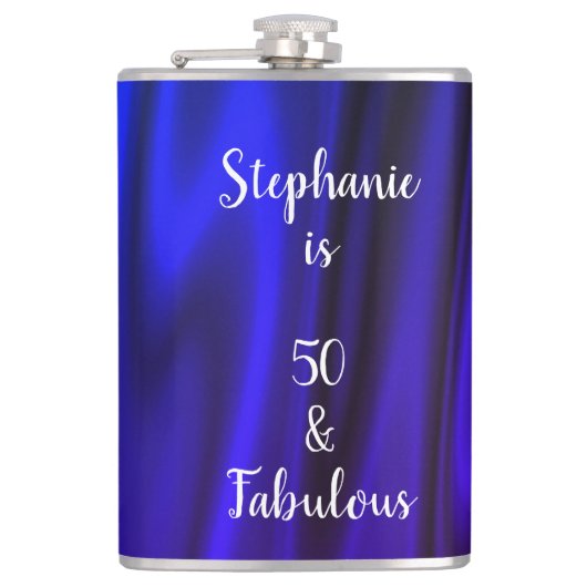 Deep Neon Blue Silky Satin Shiny 50 & Fabulous Heupfles (Voorkant)