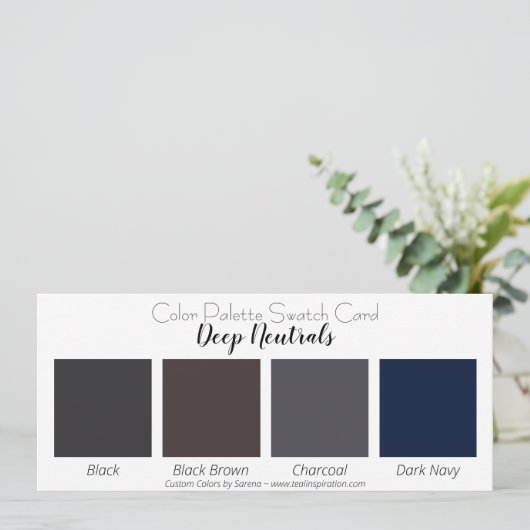 Deep Neutrals Color Palette Swatch Card Kaart (Staand voorkant)