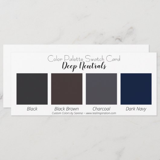 Deep Neutrals Color Palette Swatch Card Kaart (Voorkant / Achterkant)