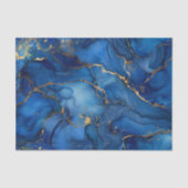Deep Ocean Blue & Gold Watercolor Swirl Decoupage  Tissuepapier (Voorkant)