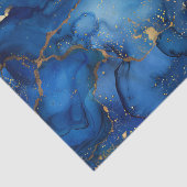 Deep Ocean Blue & Gold Watercolor Swirl Decoupage  Tissuepapier (Detail)