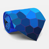 Deep Ocean Blue Mosaic Pattern Stropdas (Opgerold)