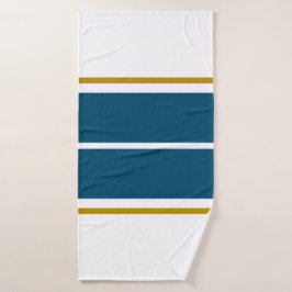 Deep Ocean Blue Racing Stripes Witte Achtergrond Badhanddoek