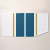 Deep Ocean Blue Racing Stripes Witte Achtergrond Badhanddoek (Badhanddoek)