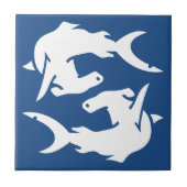 Deep Ocean Navy Blue Hammerhead Shark Fish Tiles Tegeltje (Voorkant)