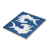 Deep Ocean Navy Blue Hammerhead Shark Fish Tiles Tegeltje (Zijkant)