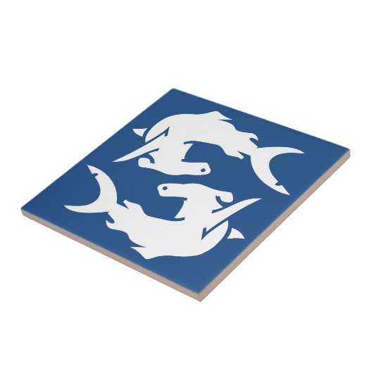 Deep Ocean Navy Blue Hammerhead Shark Fish Tiles Tegeltje (Zijkant)