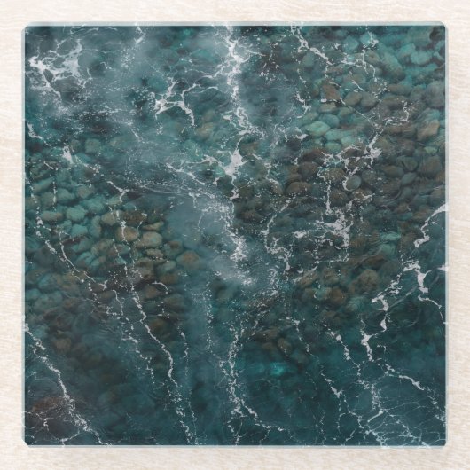 Deep Ocean Rock Texture Glazen Onderzetter (Voorkant)