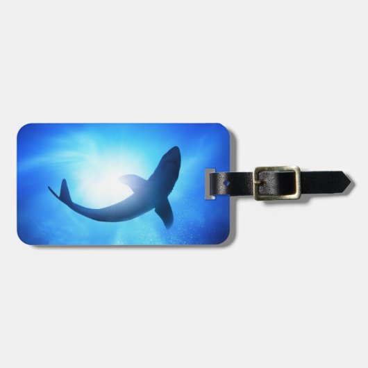 Deep Ocean Shark Silhouette Bagagelabel (Voorkant horizontaal)