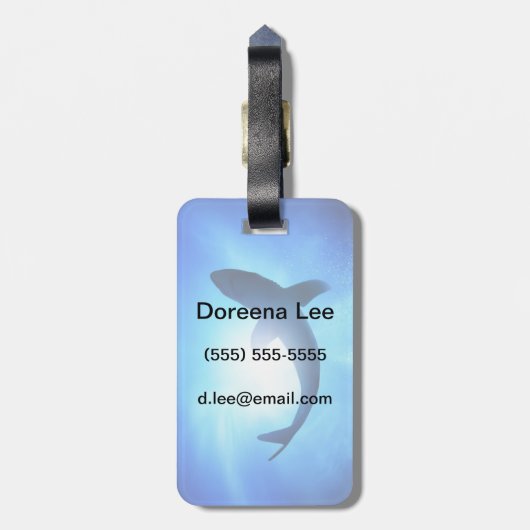 Deep Ocean Shark Silhouette Bagagelabel (Achterkant verticaal)