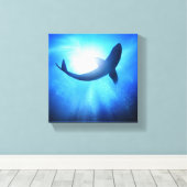 Deep Ocean Shark Silhouette Canvas Afdruk (Insitu (Houten vloer))