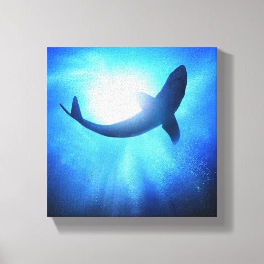 Deep Ocean Shark Silhouette Canvas Afdruk (Voorkant)
