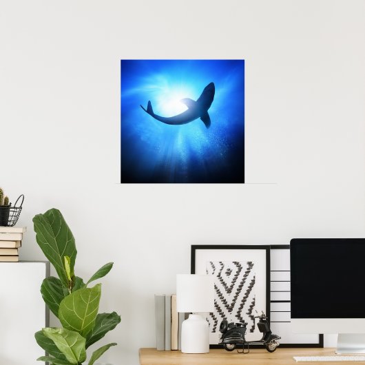 Deep Ocean Shark Silhouette Poster (Thuiskantoor)