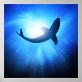 Deep Ocean Shark Silhouette Poster (Voorkant)