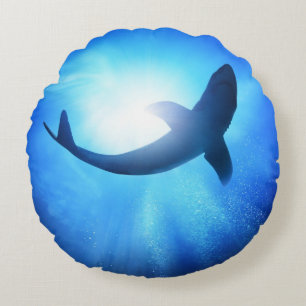 Deep Ocean Shark Silhouette Rond Kussen