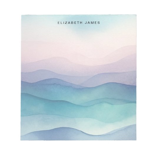 Deep Ocean Waterverf Blauw gelaagd Ombre Notitieblok (Voorkant)