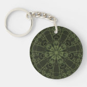 Deep olive green geometric  sleutelhanger (Voorkant)