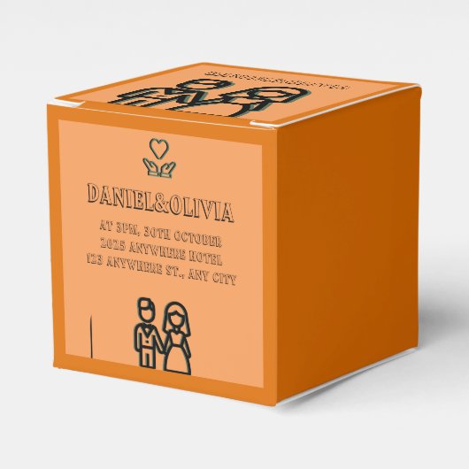 Deep Oranje Wedding Bedankdoosjes (Voorkant Zijde)