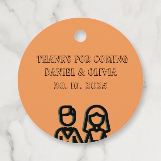 Deep Oranje Wedding Bedankjes Labels (Achterkant)