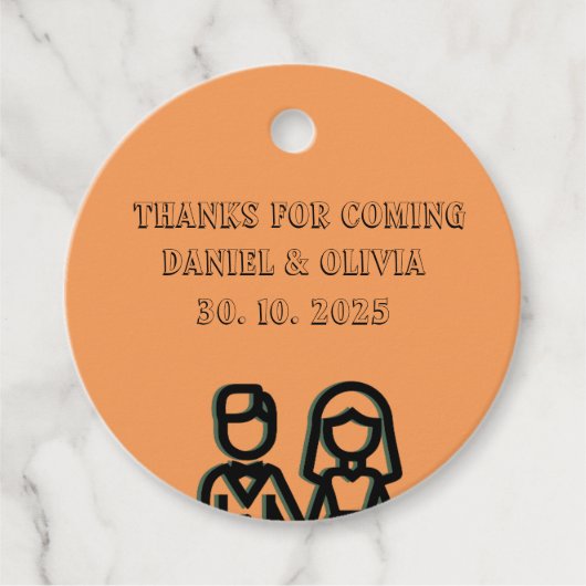 Deep Oranje Wedding Bedankjes Labels (Voorkant)