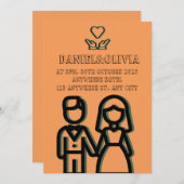 Deep Oranje Wedding Kaart (Voorkant / Achterkant)