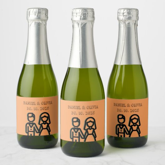 Deep Oranje Wedding Sparkling Wijnetiket (Flessen)