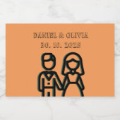 Deep Oranje Wedding Sparkling Wijnetiket (Enkel label)