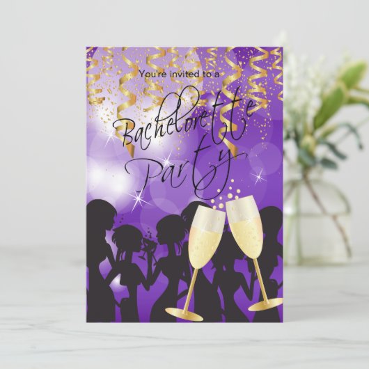 Deep Paars Bachelorette Party Kaart (Staand voorkant)