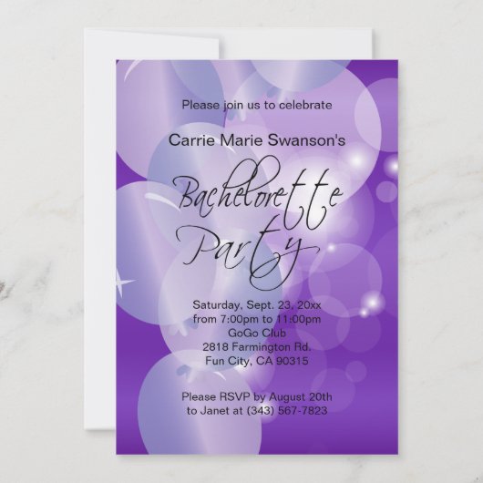 Deep Paars Bachelorette Party Kaart (Achterkant)