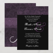 Deep Paars Batik Damask Weduwuitnodiging Kaart (Voorkant / Achterkant)