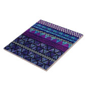 Deep Paars Boho Tribal Stripes Patroon Tegeltje (Zijkant)