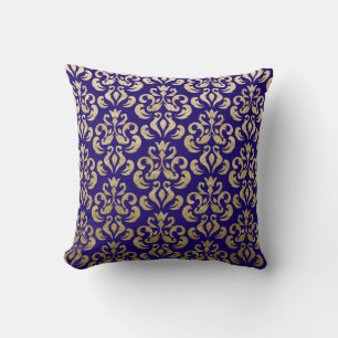 Deep Paars en Gold Foil Damask Pattern Kussen