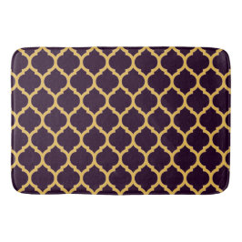Deep Paars en Tan Moroccan Quatrefoil Pattern Badmat