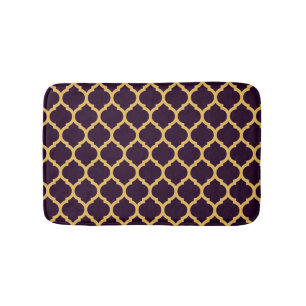Deep Paars en Tan Moroccan Quatrefoil Pattern Badmat