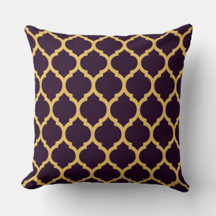 Deep Paars en Tan Moroccan Quatrefoil Pattern Kussen