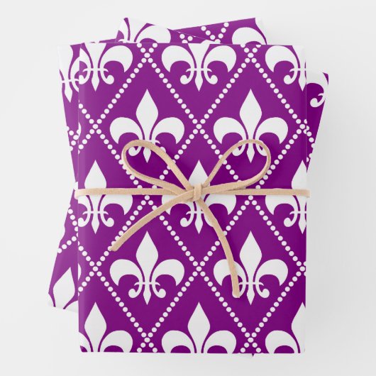 Deep Paars Fleur de Lis Inpakpapier Vel (In situ)