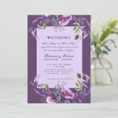 Deep Paars Floral Indian Style Weddenschap Kaart (Staand voorkant)