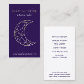 Deep Paars Gold Celestial Moon Psychic Healer Contactkaartje (Voorkant / Achterkant)