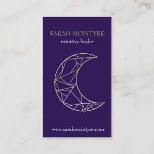 Deep Paars Gold Celestial Moon Psychic Healer Contactkaartje