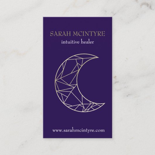 Deep Paars Gold Celestial Moon Psychic Healer Contactkaartje (Voorkant)