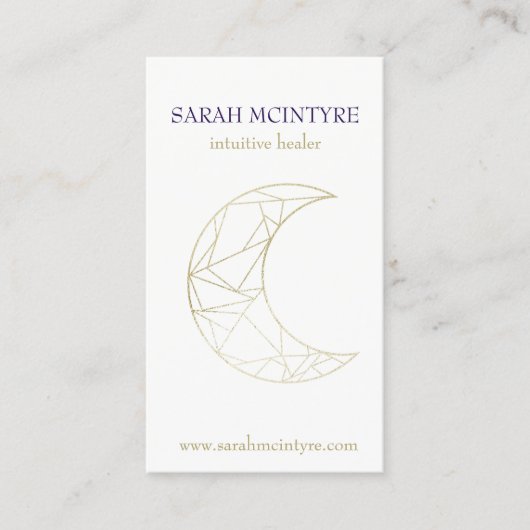 Deep Paars Gold Celestial Moon Psychic Healer Contactkaartje (Voorkant)