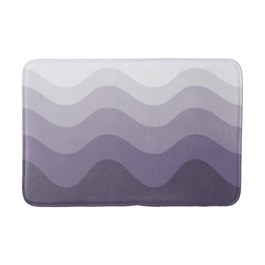 Deep Paars Grey Wavey Stripe Modern Bath Mat (Voorkant)