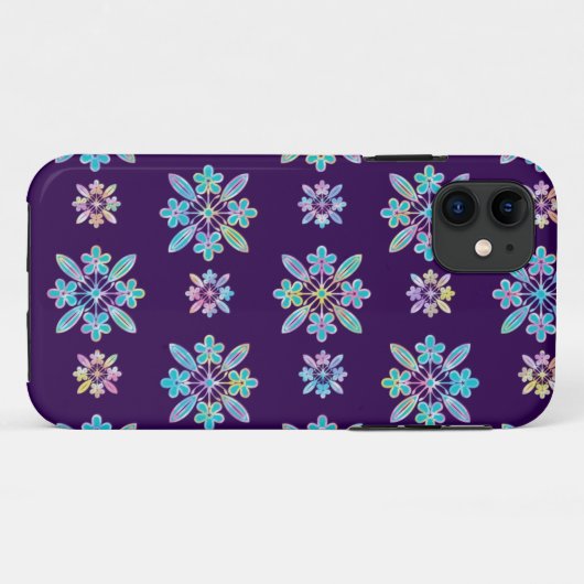 Deep Paars Hawaiian Quilt Pattern Hoesje (Achterkant (horizontaal))