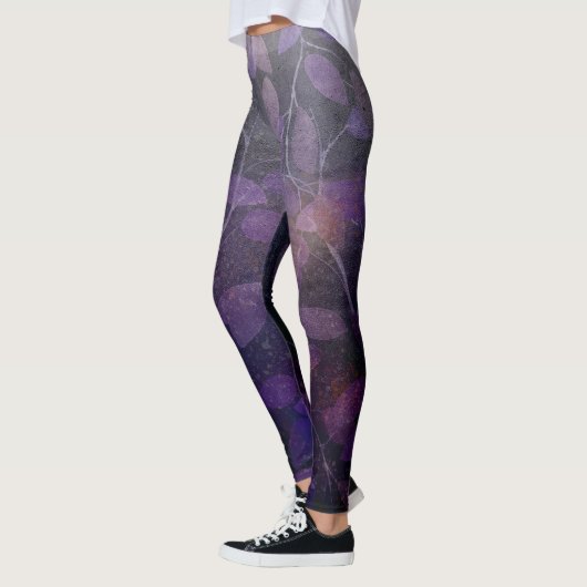 Deep Paars Leaf Abstract Leggings (Links)