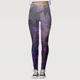 Deep Paars Leaf Abstract Leggings