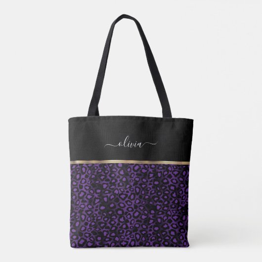 Deep Paars Leopard Pattern Tote Bag (Achterkant)